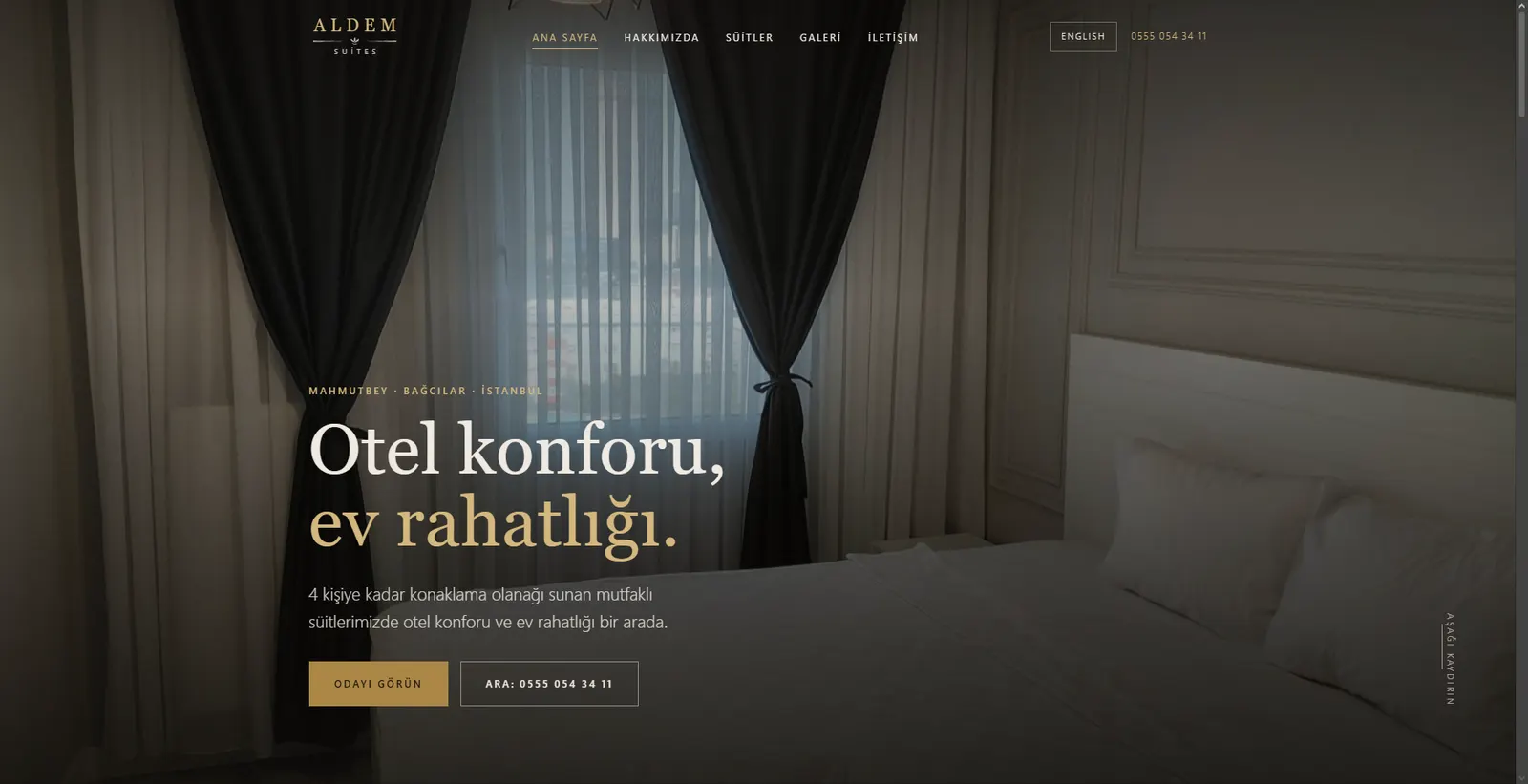 Aldem Suites — Website für ein Aparthotel in Istanbul