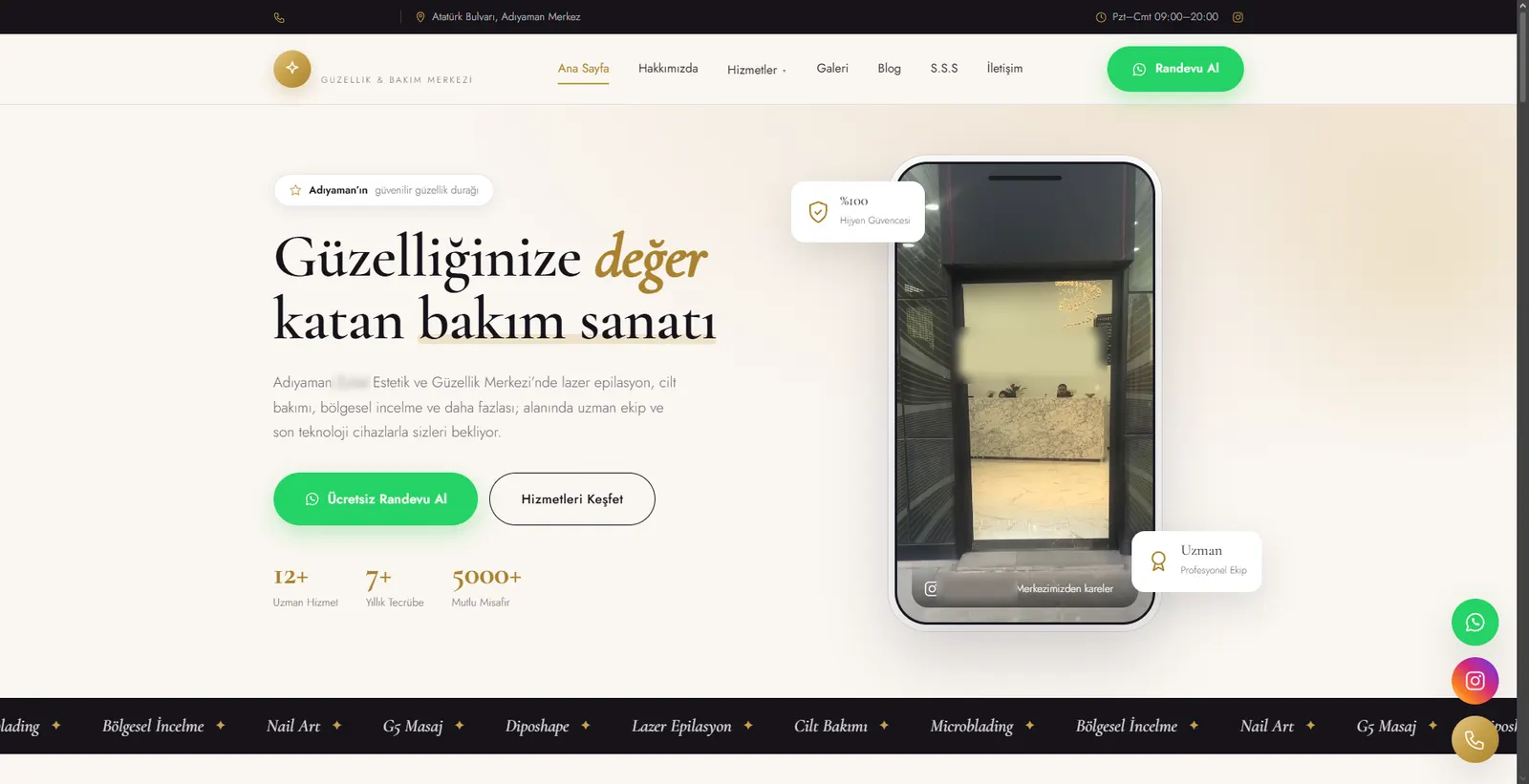 Beauty and Care Centre Website, Adıyaman