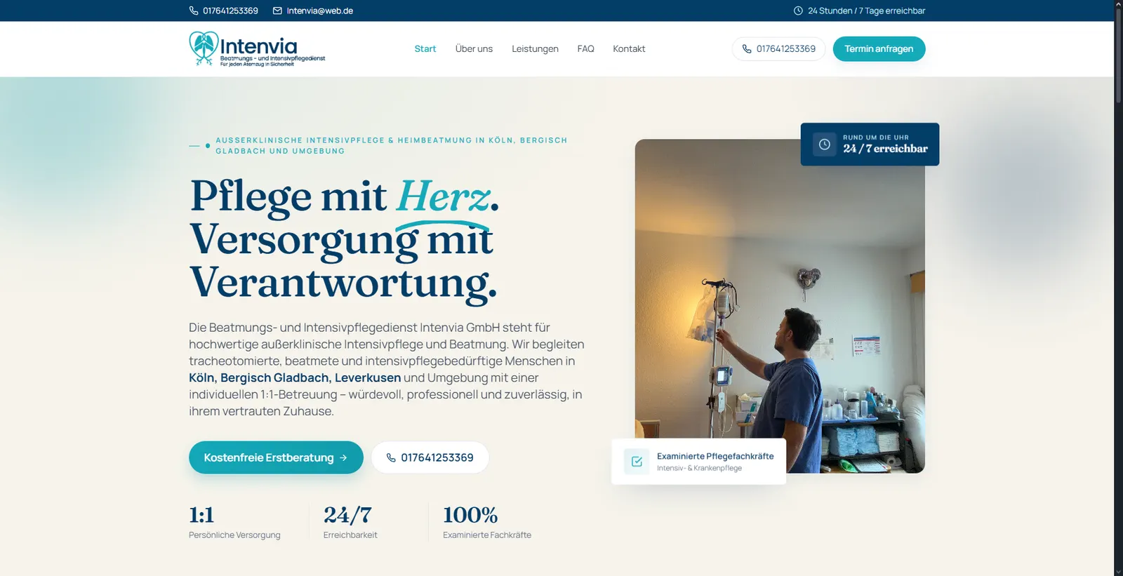 Intenvia — Website for an Out-of-Hospital Intensive Care Service, Cologne